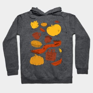 Autumn Themed Pattern - Fall Season - Cozy Seasonal Pattern Hoodie